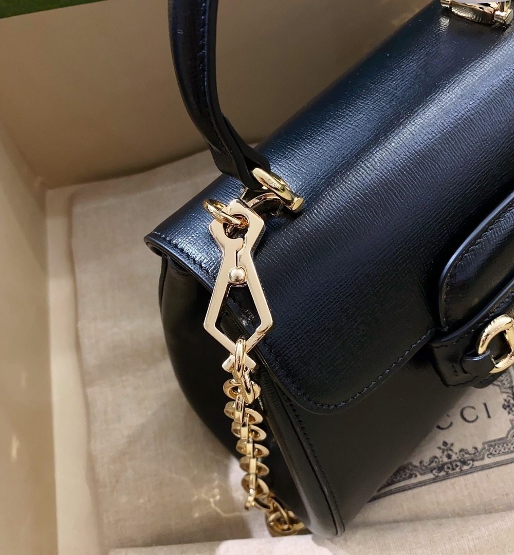 1:1 Replica Gucci Horsebit 1955 Mini Bag Black For Women, Women's Bags 8.7in/22cm GG 703848 AAA7G 1000