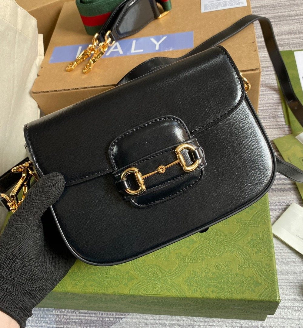 1:1 Replica Gucci Horsebit 1955 Mini Bag Black For Women, Women's Bags 8in/21cm GG 658574 18YSG 1060