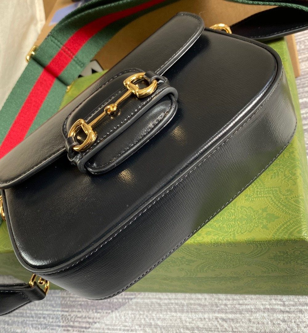 1:1 Replica Gucci Horsebit 1955 Mini Bag Black For Women, Women's Bags 8in/21cm GG 658574 18YSG 1060
