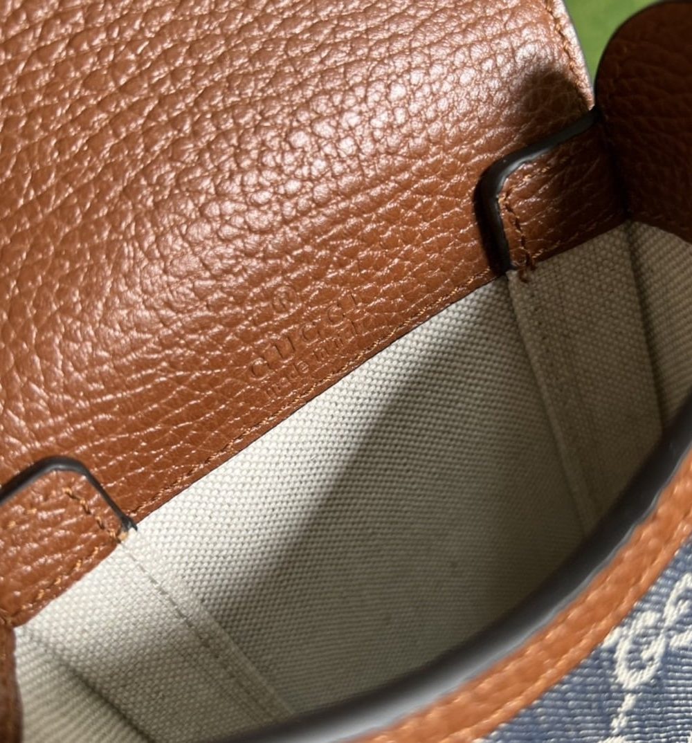 1:1 Replica Gucci Horsebit 1955 Mini Bag Blue And Ivory GG Denim Jacquard For Women 6.7in/17cm 625615 2KQGG 8375