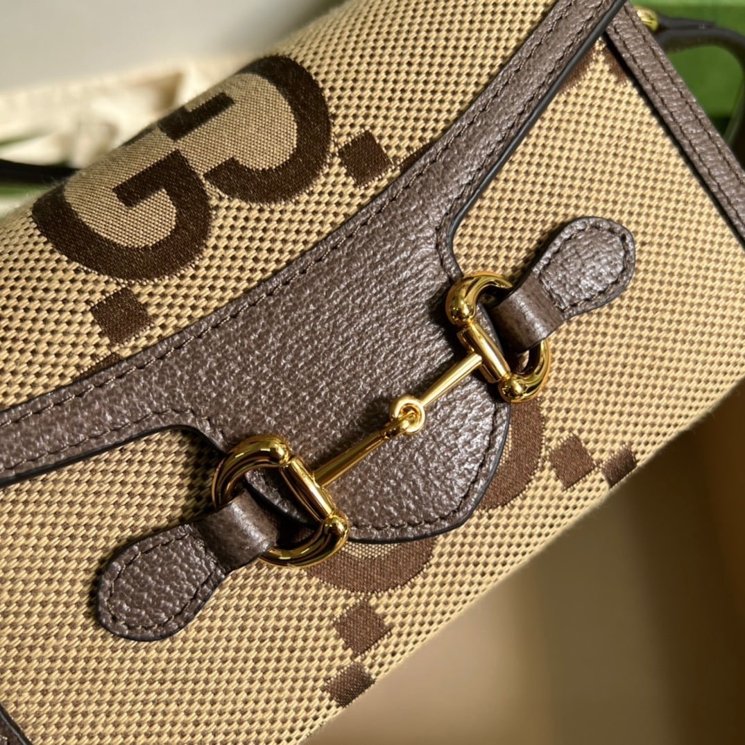 1:1 Replica Gucci Horsebit 1955 Mini Bag Brown For Women, Women's Bags 7.1in/18cm GG - Image 6