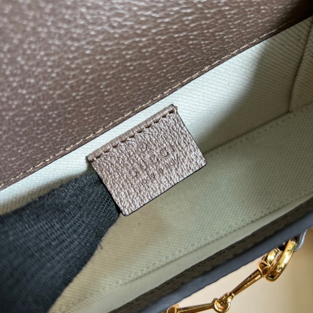 1:1 Replica Gucci Horsebit 1955 Mini Bag Brown For Women, Women's Bags 7.1in/18cm GG - Image 4