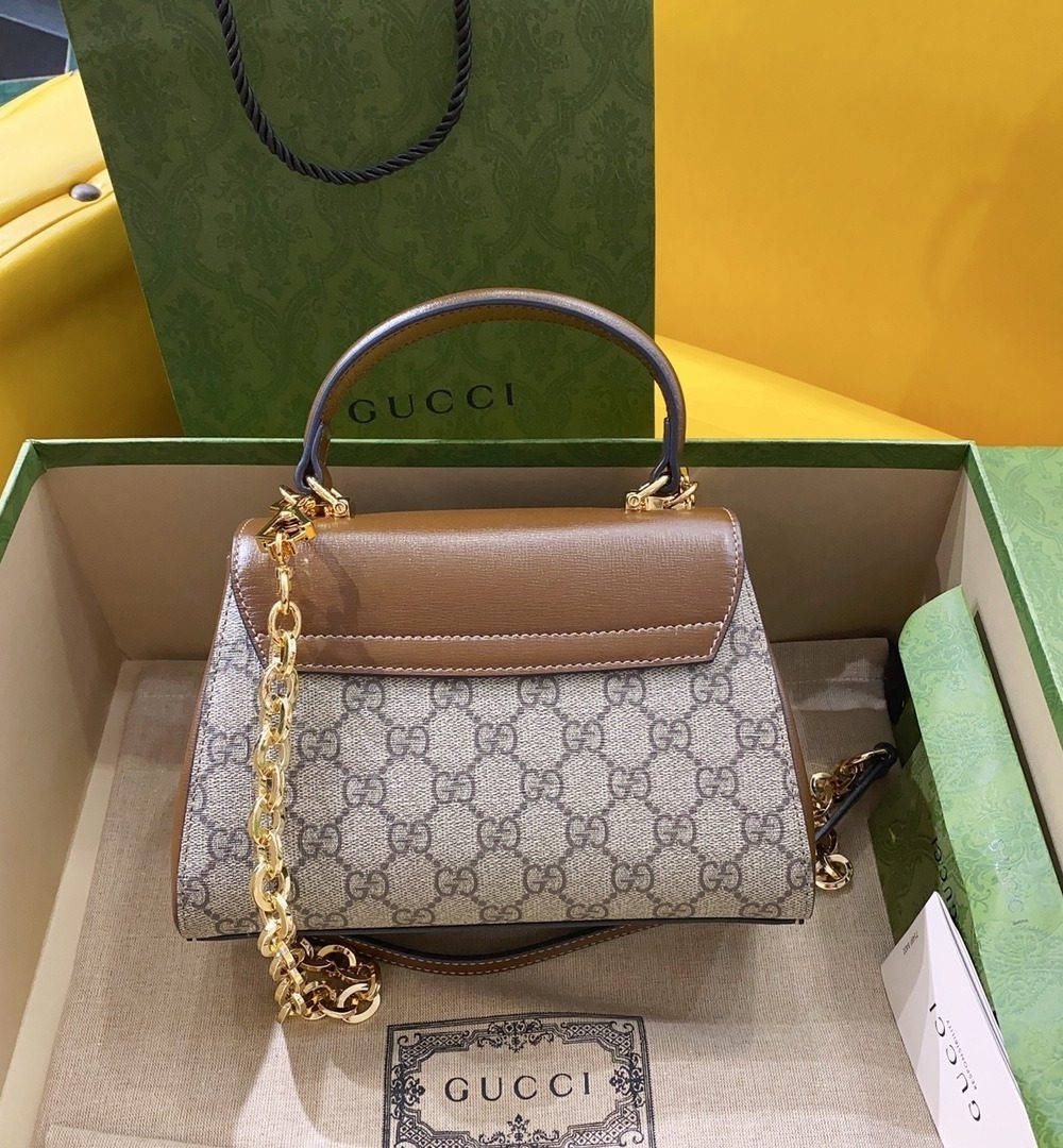 1:1 Replica Gucci Horsebit 1955 Mini Bag Brown For Women, Women's Bags 8.7in/22cm GG ‎703848 9AAAJ 8563
