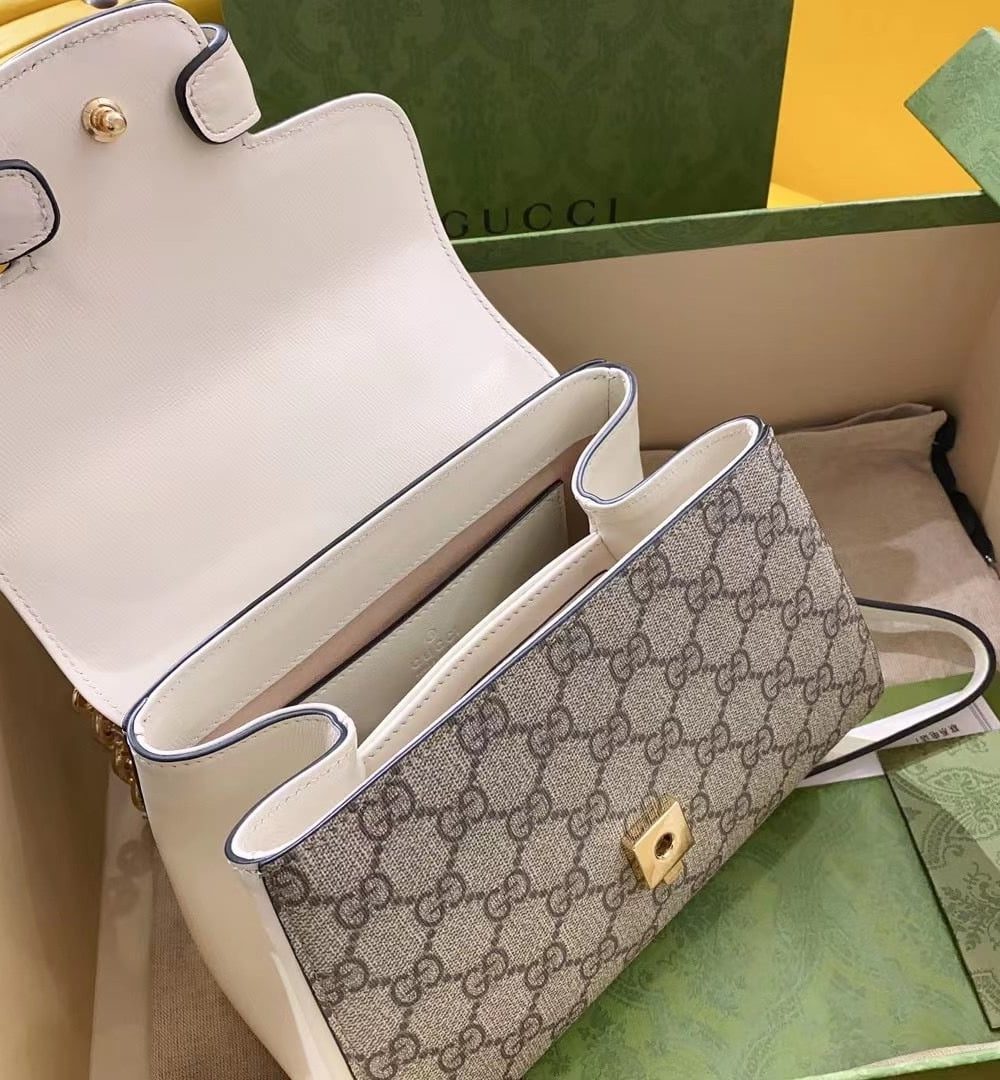 1:1 Replica Gucci Horsebit 1955 Mini Bag White For Women, Women's Bags 8.7in/22cm GG ‎703848 92TCK 9761