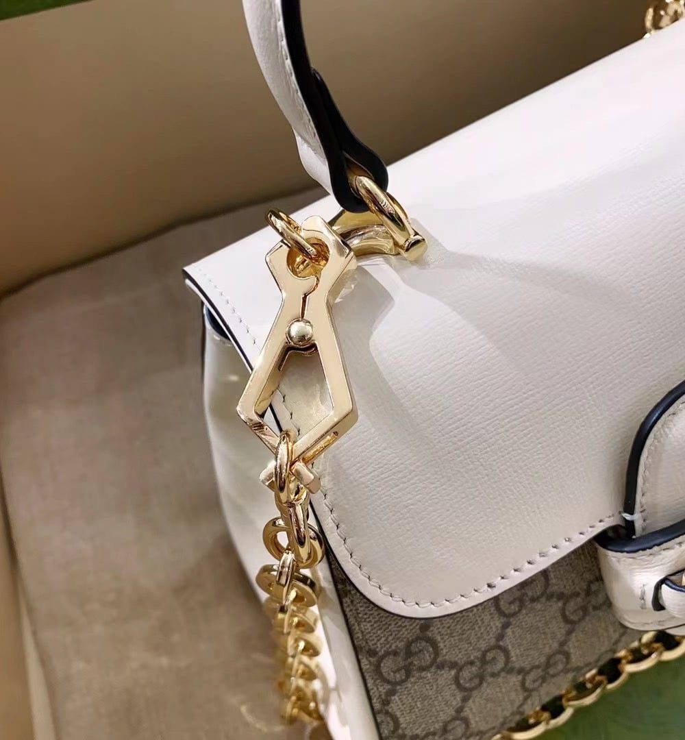 1:1 Replica Gucci Horsebit 1955 Mini Bag White For Women, Women's Bags 8.7in/22cm GG ‎703848 92TCK 9761