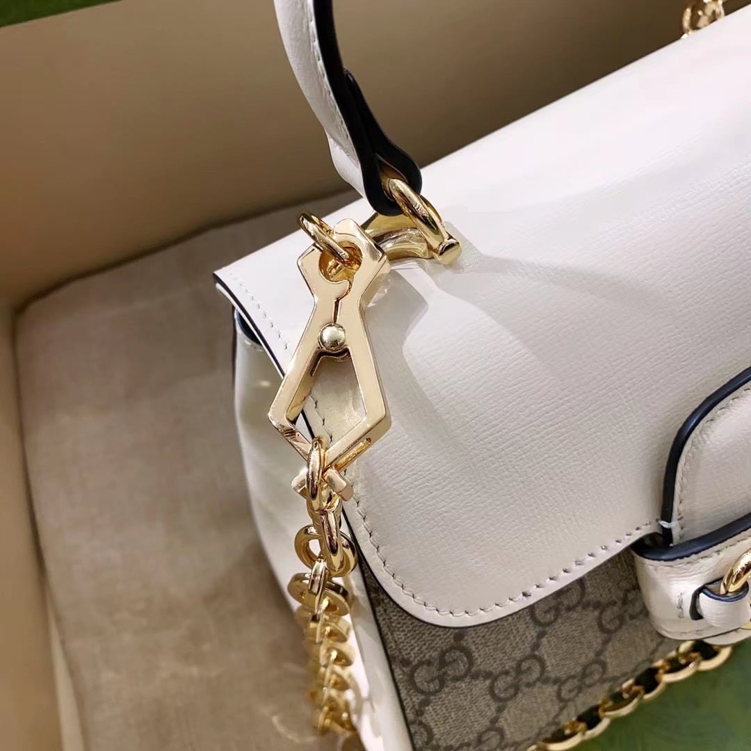 1:1 Replica Gucci Horsebit 1955 Mini Bag White For Women, Women's Bags 8.7in/22cm GG 703848 92TCK 9761 - Image 9