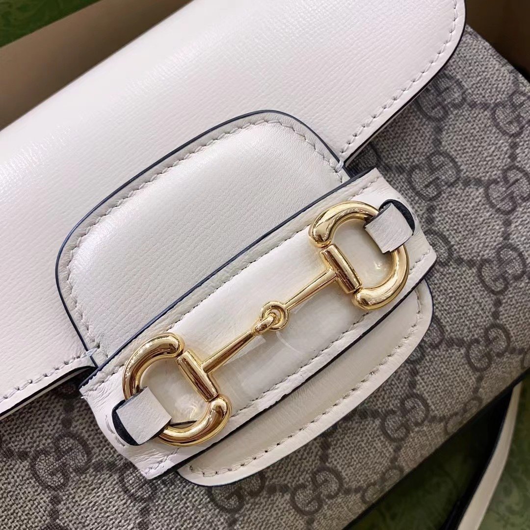 1:1 Replica Gucci Horsebit 1955 Mini Bag White For Women, Women's Bags 8.7in/22cm GG 703848 92TCK 9761 - Image 4