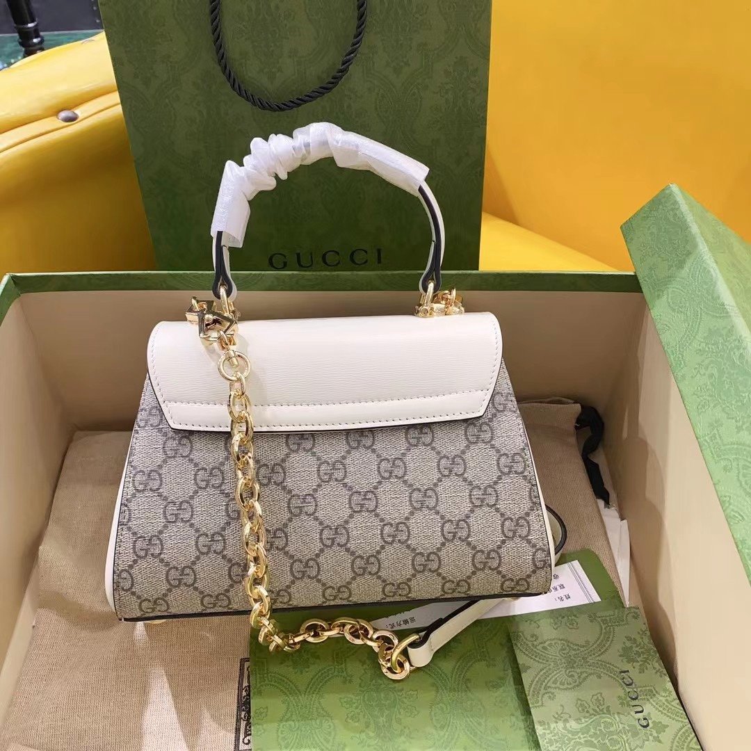 1:1 Replica Gucci Horsebit 1955 Mini Bag White For Women, Women's Bags 8.7in/22cm GG 703848 92TCK 9761 - Image 6
