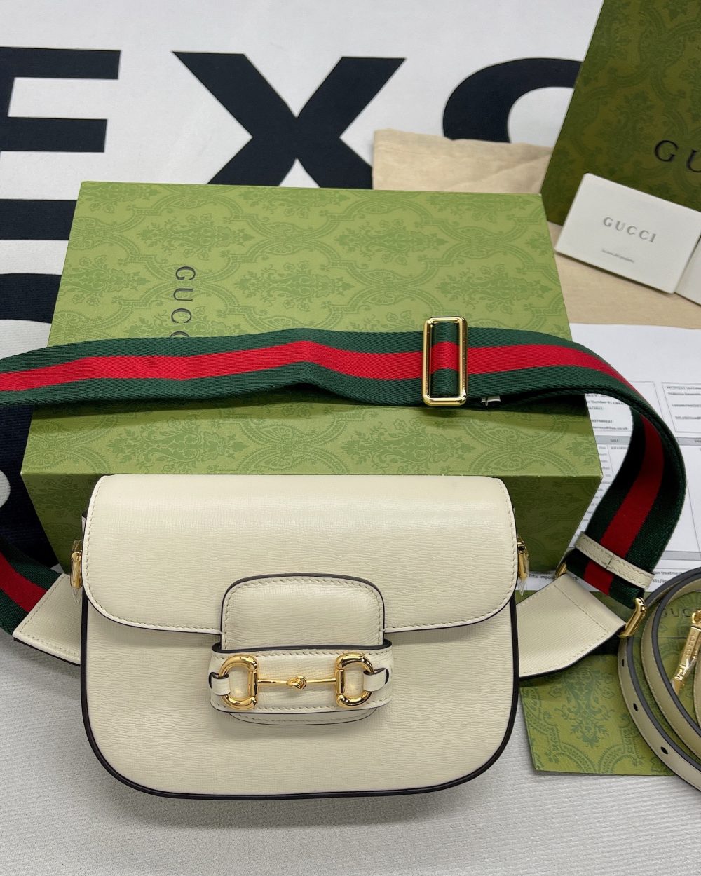 1:1 Replica Gucci Horsebit 1955 Mini Bag White For Women, Women's Bags 8in/21cm GG 658574 18YSG 9068