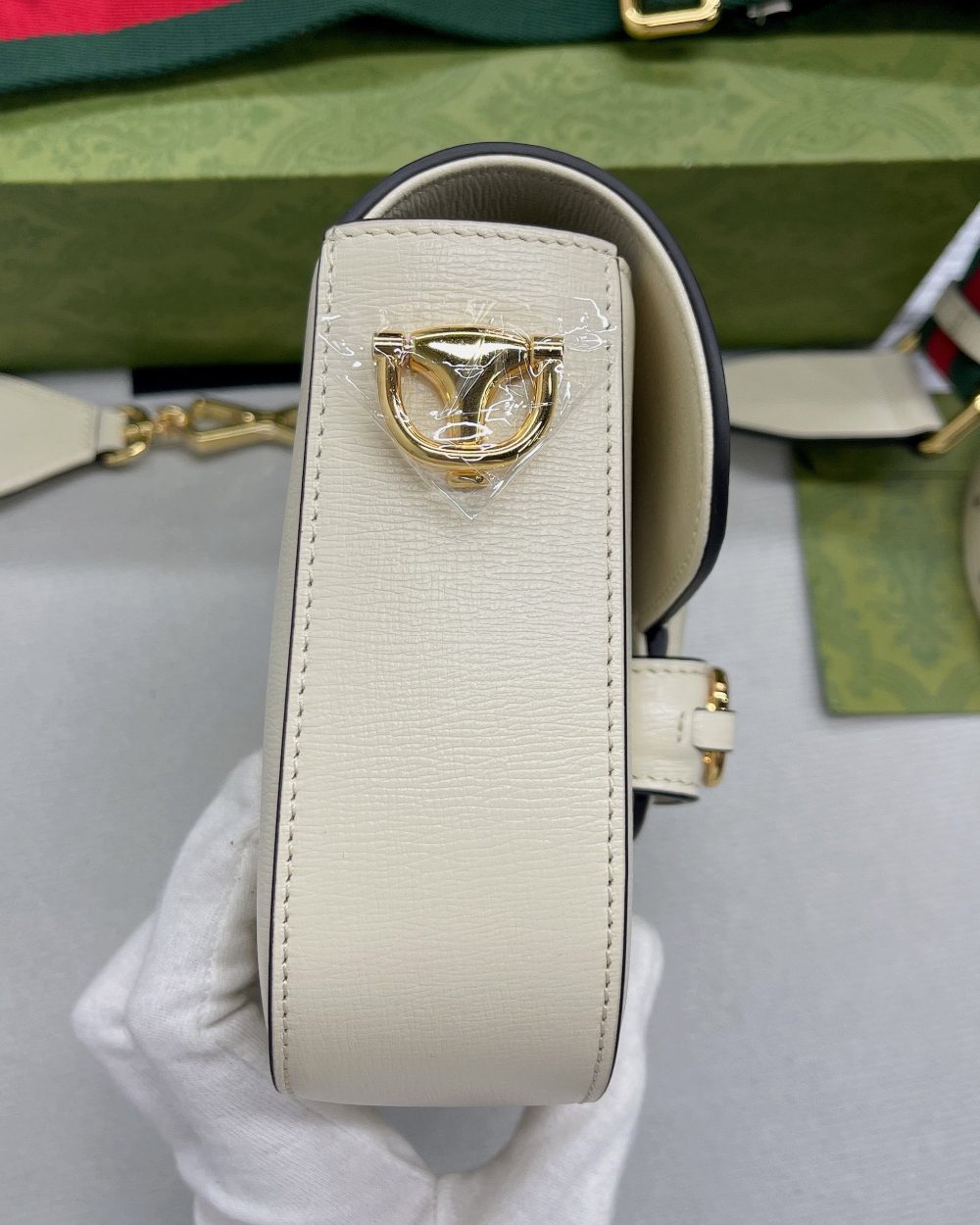 1:1 Replica Gucci Horsebit 1955 Mini Bag White For Women, Women's Bags 8in/21cm GG 658574 18YSG 9068