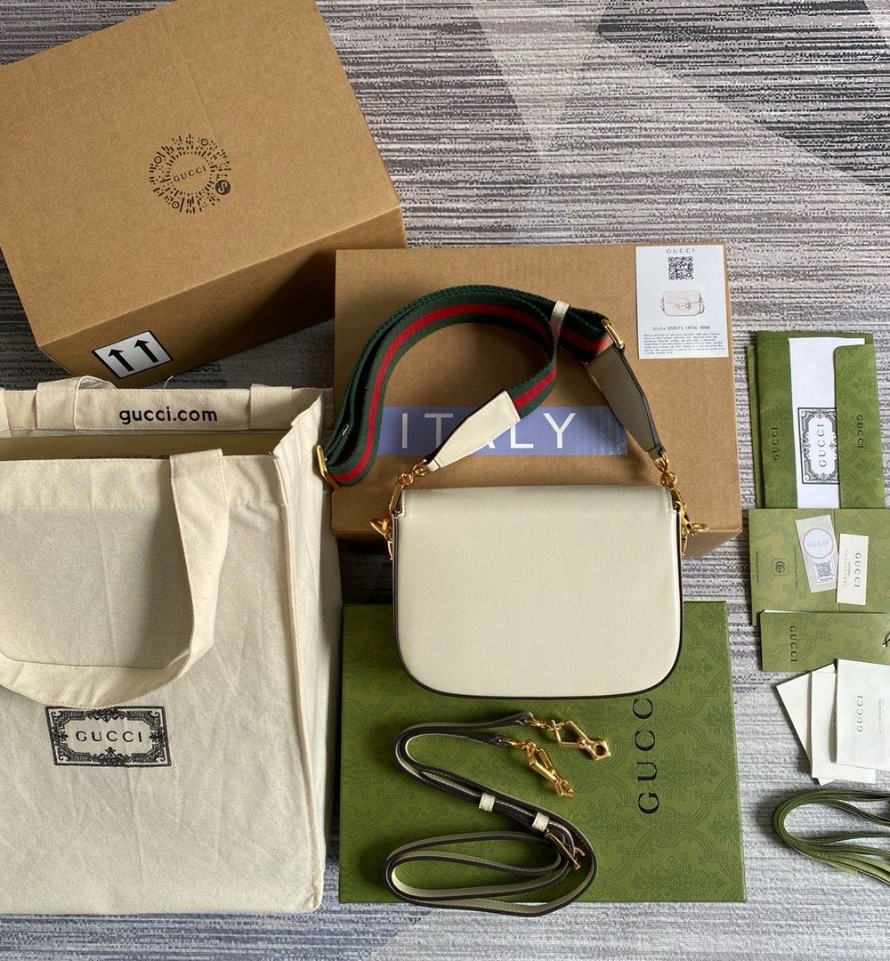 1:1 Replica Gucci Horsebit 1955 Mini Bag White For Women, Women's Bags 8in/21cm GG 658574 18YSG 9068