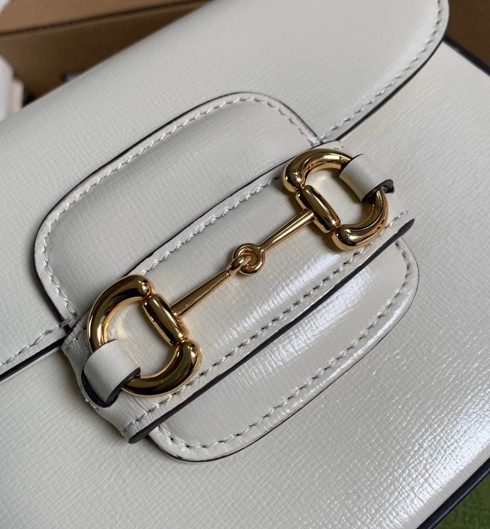 1:1 Replica Gucci Horsebit 1955 Mini Bag White For Women, Women's Bags 8in/21cm GG 658574 18YSG 9068