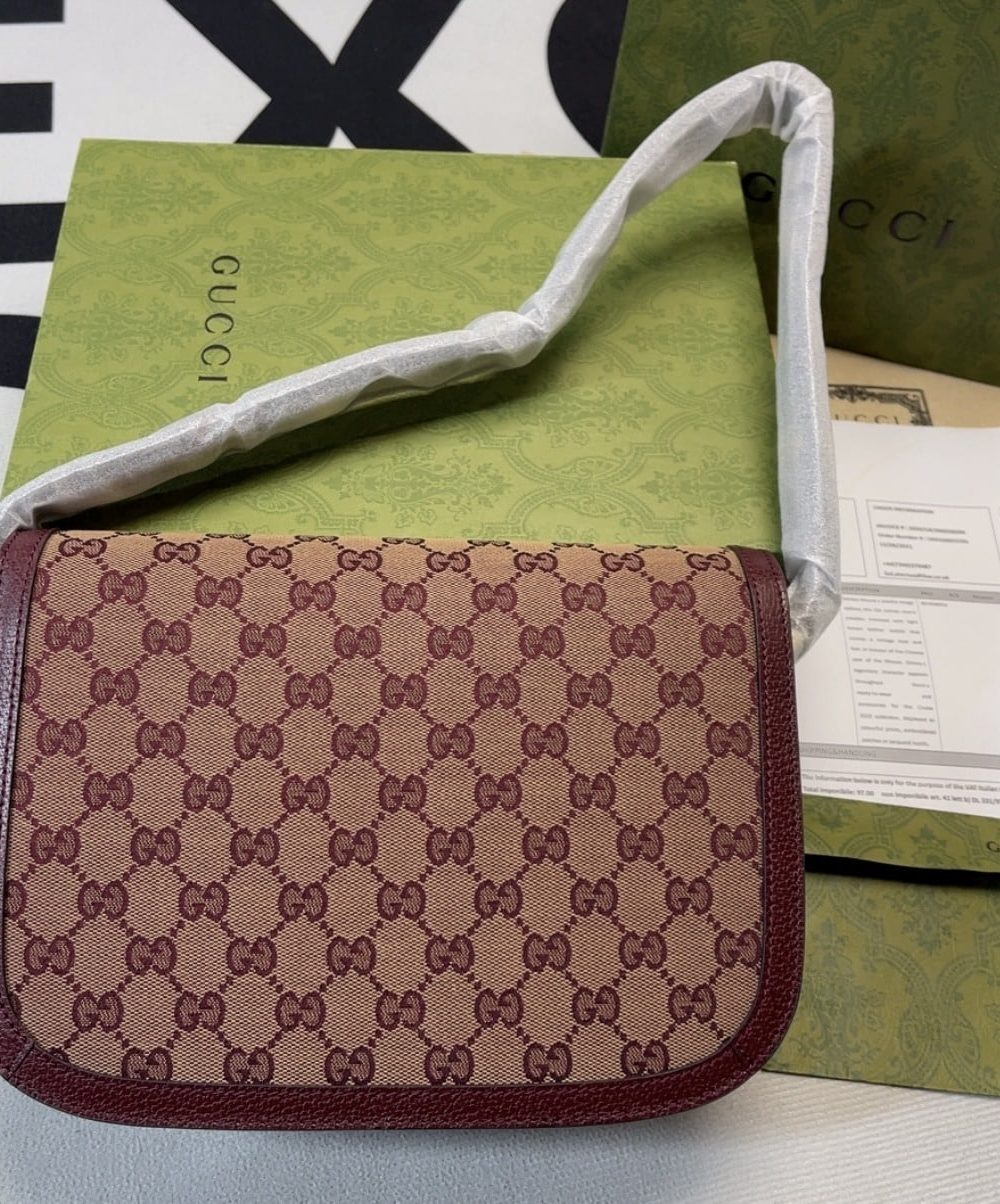 1:1 Replica Gucci Horsebit 1955 Shoulder Bag Beige And Ivory For Women, Women's Bags 9.8in/25cm GG