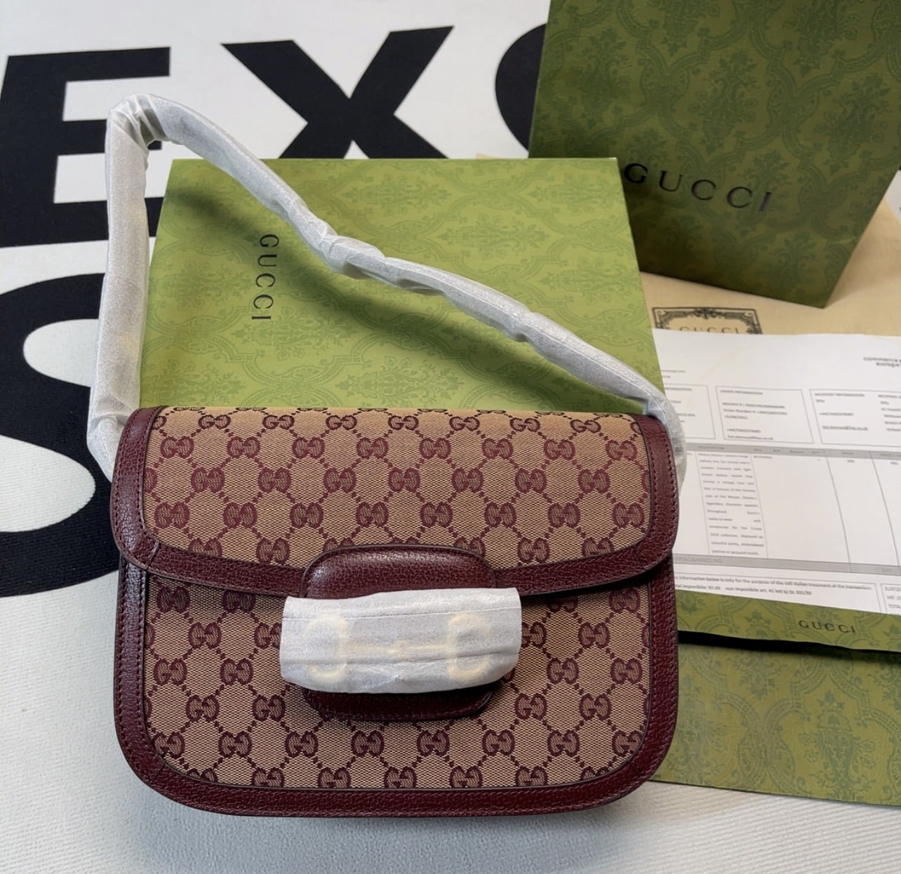 1:1 Replica Gucci Horsebit 1955 Shoulder Bag Beige And Ivory For Women, Women's Bags 9.8in/25cm GG - Image 4