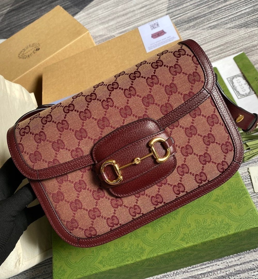 1:1 Replica Gucci Horsebit 1955 Shoulder Bag Beige And Ivory For Women, Women's Bags 9.8in/25cm GG