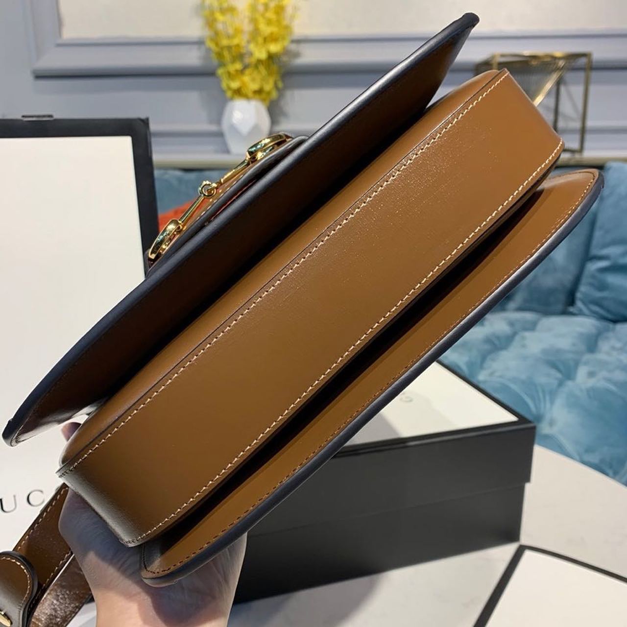 1:1 Replica Gucci Horsebit 1955 Shoulder Bag Beige/Ebony GG Supreme Canvas With Brown For Women 9.8in/25cm GG 602204 92TCG 8563 - Image 6