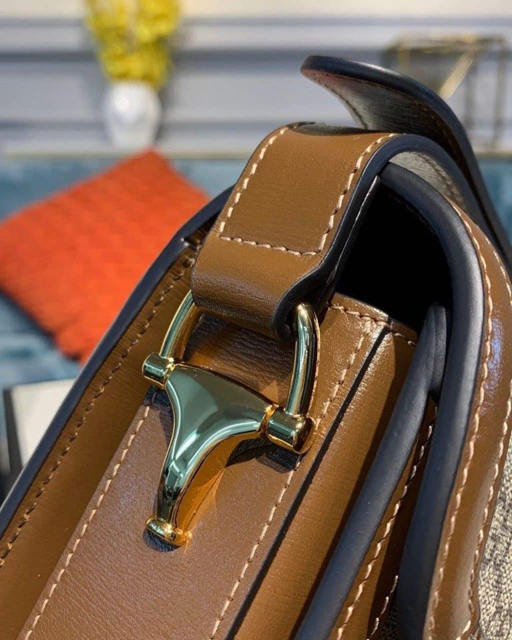 1:1 Replica Gucci Horsebit 1955 Shoulder Bag Beige/Ebony GG Supreme Canvas With Brown For Women 9.8in/25cm GG ‎602204 92TCG 8563