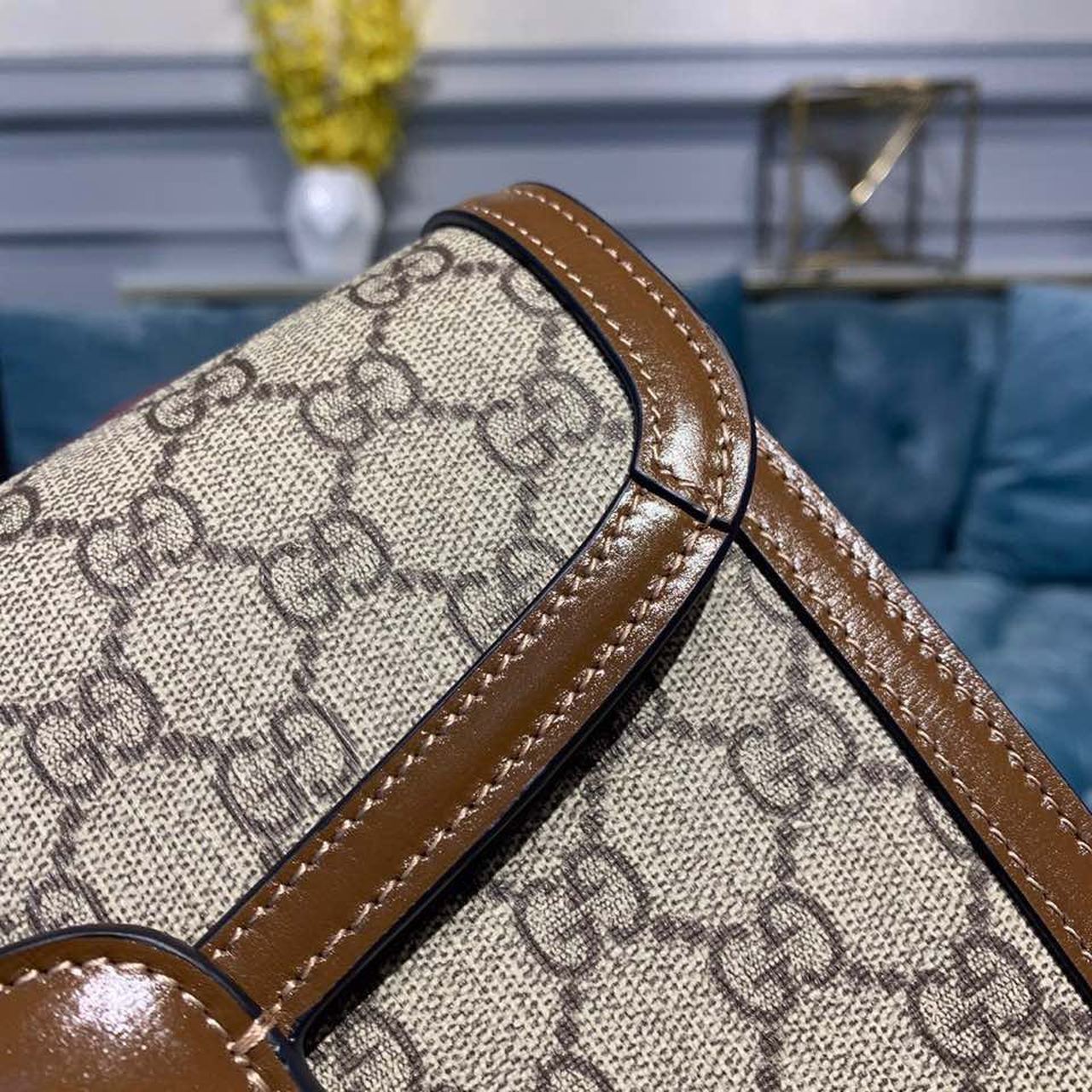 1:1 Replica Gucci Horsebit 1955 Shoulder Bag Beige/Ebony GG Supreme Canvas With Brown For Women 9.8in/25cm GG 602204 92TCG 8563 - Image 5