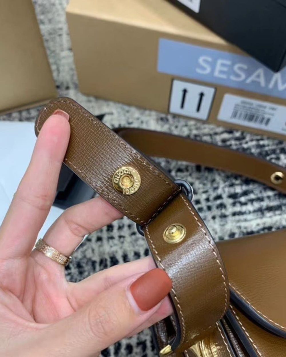 1:1 Replica Gucci Horsebit 1955 Shoulder Bag Brown Textured With A Vintage Effect For Women 9.8in/25cm GG ‎602204 1DB0G 2361