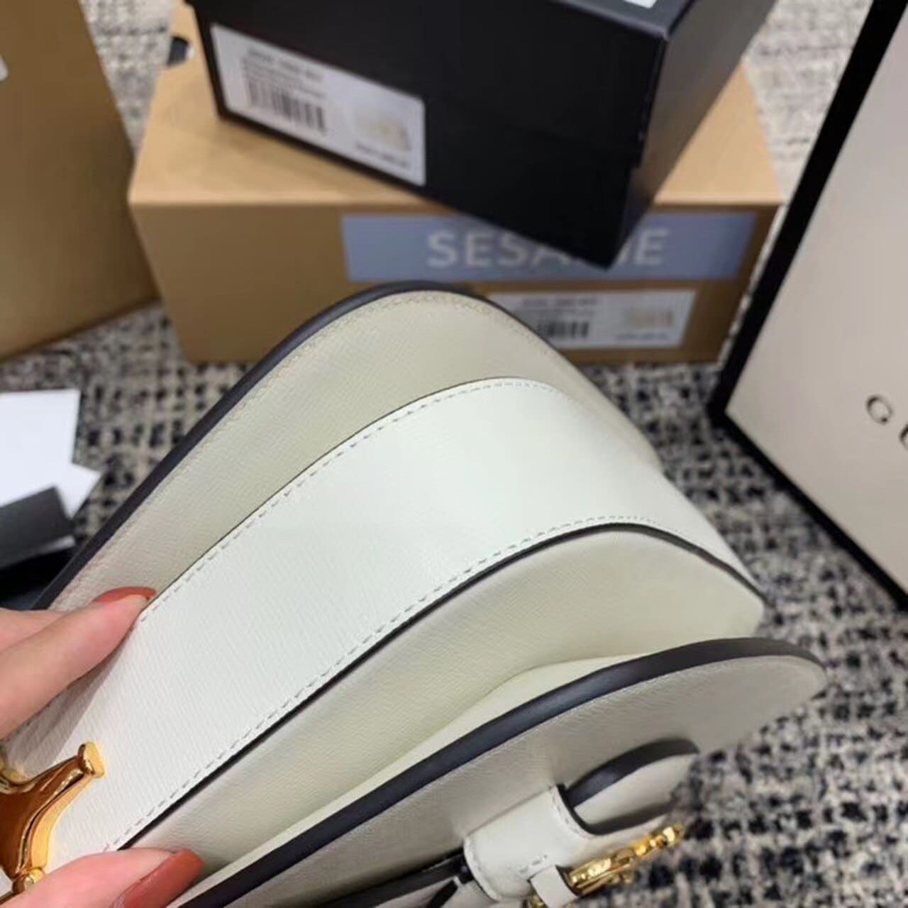 1:1 Replica Gucci Horsebit 1955 Shoulder Bag White For Women 9.8in/25cm GG 602204 1DB0G 9022 - Image 6