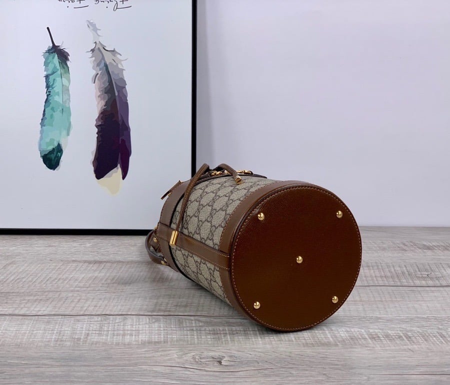 1:1 Replica Gucci Horsebit 1955 Small Bucket Bag In GG Supreme Canvas Brown For Women 7.5in/19cm GG 637115 92TPG 8563 - Image 6