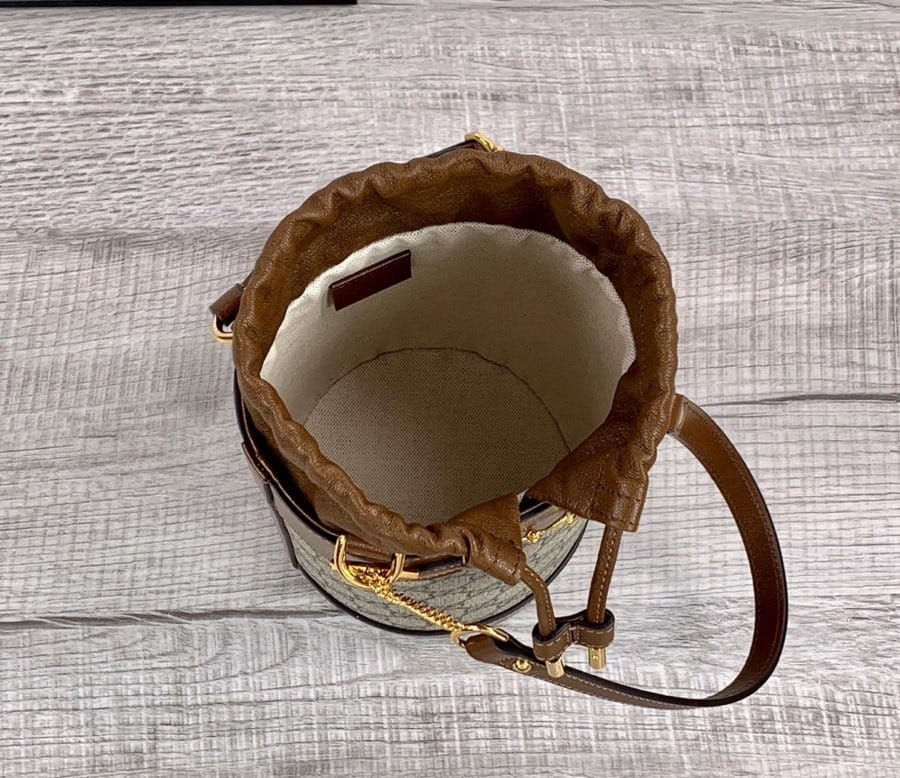 1:1 Replica Gucci Horsebit 1955 Small Bucket Bag In GG Supreme Canvas Brown For Women 7.5in/19cm GG 637115 92TPG 8563 - Image 7