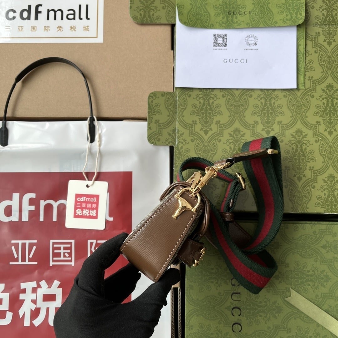 1:1 Replica Gucci Horsebit 1955 Strap Wallet Brown For Women, Women's Bags 4.7in/12cm GG 699760 HUHHG 8565 - Image 5