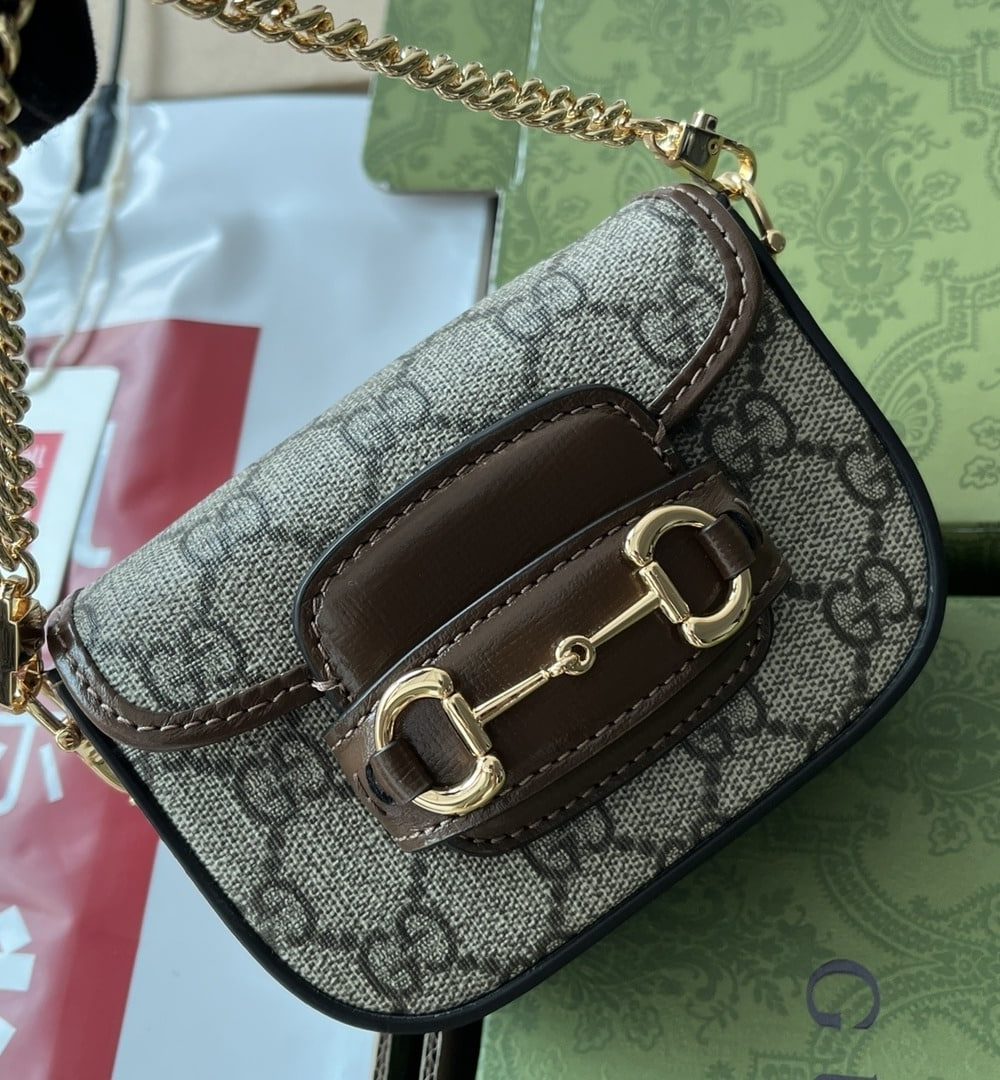 1:1 Replica Gucci Horsebit 1955 Strap Wallet Brown For Women, Women's Bags 4.7in/12cm GG ‎699760 HUHHG 8565