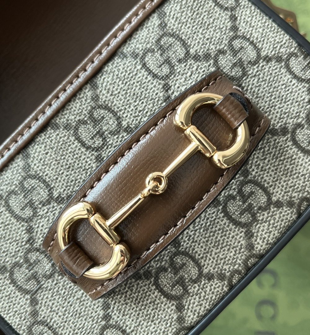 1:1 Replica Gucci Horsebit 1955 Strap Wallet Brown For Women, Women's Bags 4.7in/12cm GG ‎699760 HUHHG 8565
