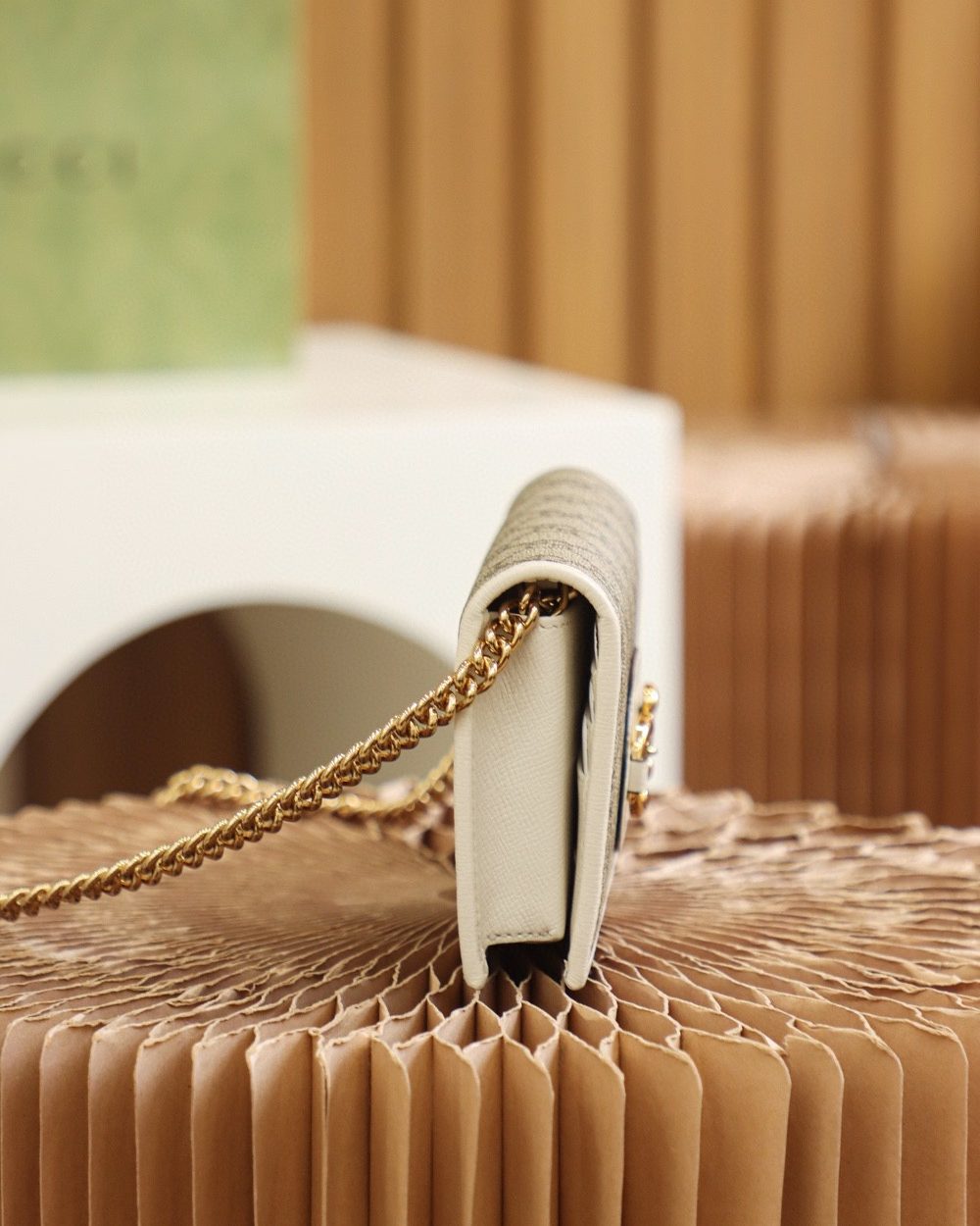 1:1 Replica Gucci Horsebit 1955 Wallet With Chain 19cm Beige