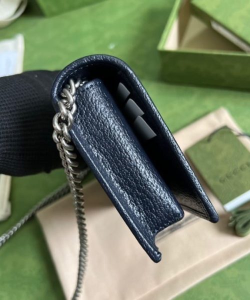 1:1 Replica Gucci Horsebit 1955 Wallet With Chain Beige And Blue For Women 7.5in/19cm GG