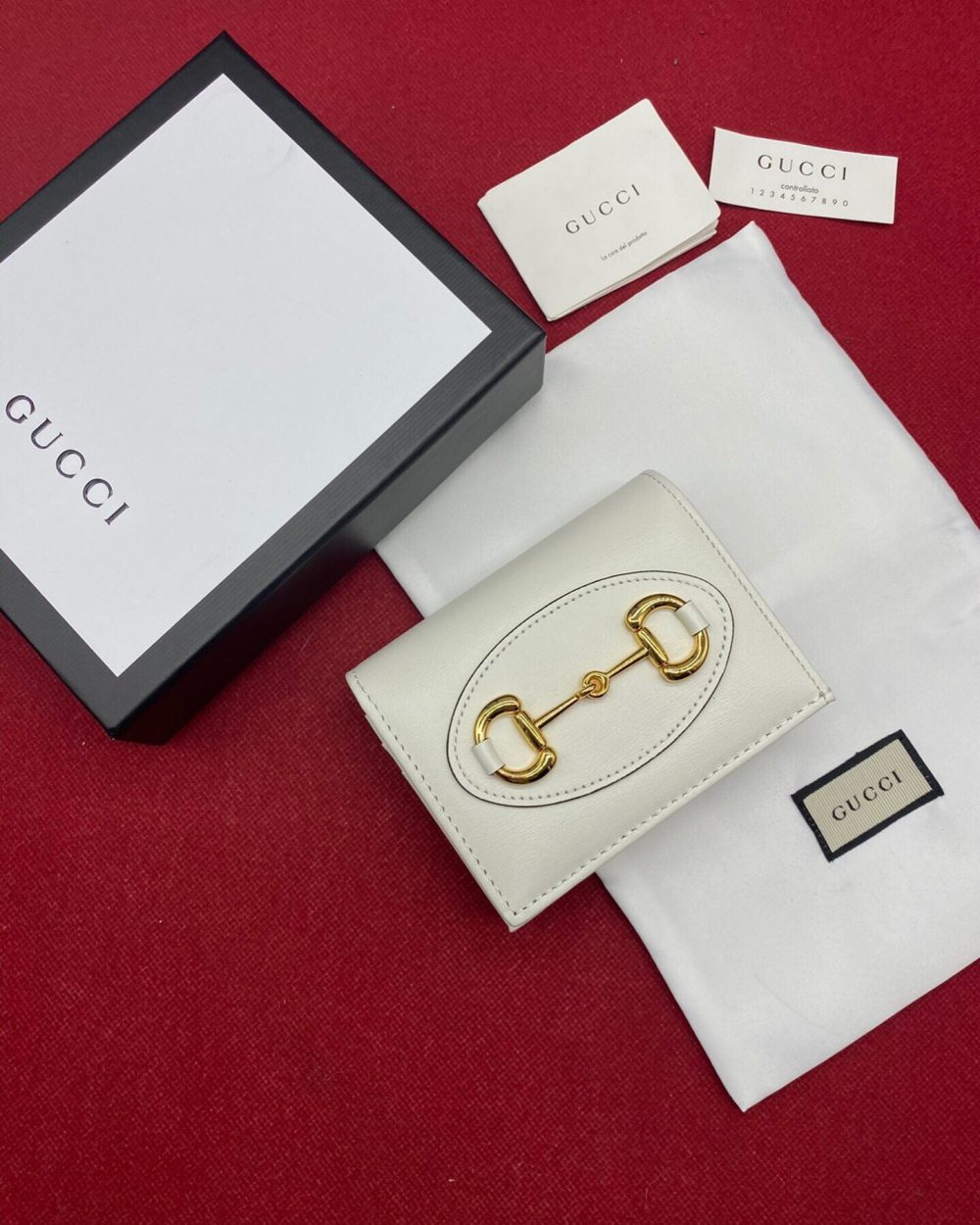1:1 Replica Gucci Horsebit 1955 White Card Case Women's Wallet 11cm/4.3in GG 621887 0YK0G 9022