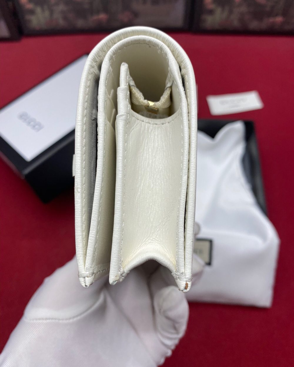 1:1 Replica Gucci Horsebit 1955 White Card Case Women's Wallet 11cm/4.3in GG ‎621887 0YK0G 9022