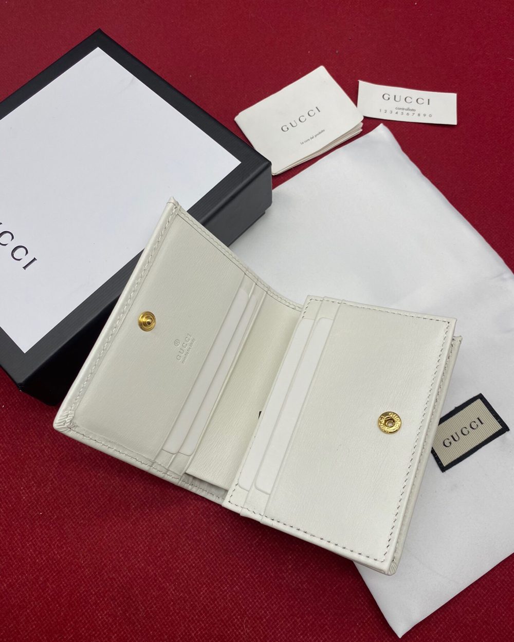 1:1 Replica Gucci Horsebit 1955 White Card Case Women's Wallet 11cm/4.3in GG ‎621887 0YK0G 9022