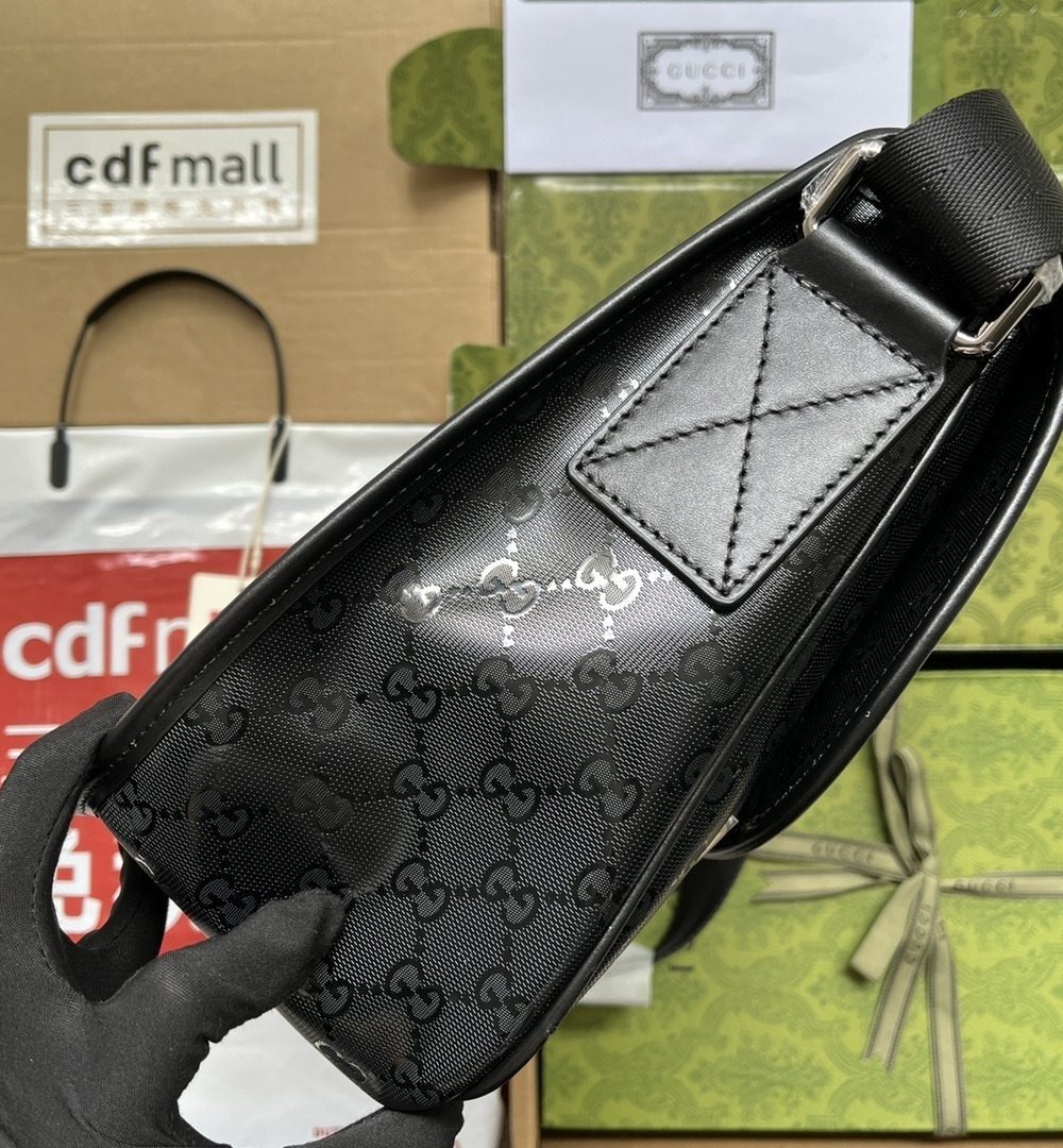 1:1 Replica Gucci Imprime Medium Messenger Bag Black For Women, Women's Bags 12in/30.5cm GG