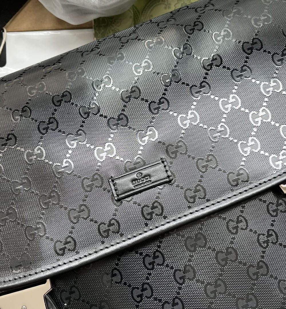 1:1 Replica Gucci Imprime Medium Messenger Bag Black For Women, Women's Bags 12in/30.5cm GG