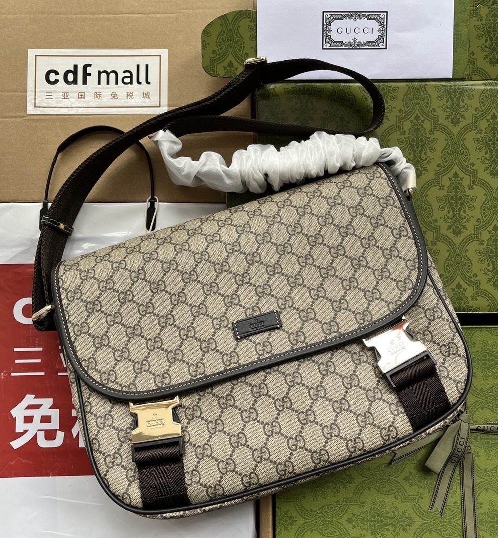1:1 Replica Gucci Imprime Medium Messenger Bag Brown For Women, Women's Bags 12in/30.5cm GG