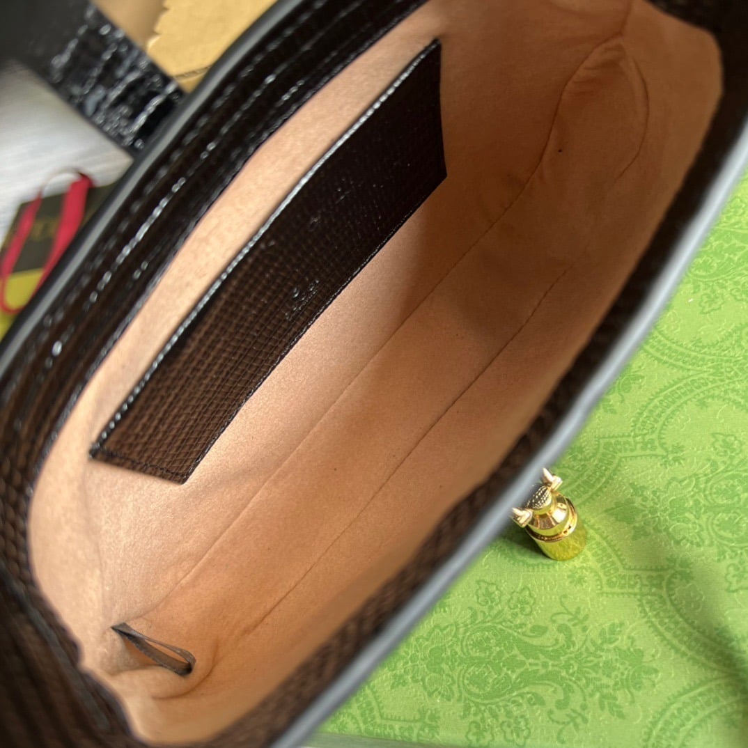 1:1 Replica Gucci Jackie 1961 Lizard Mini Bag Black For Women, Women's Bags 7.5in/19cm GG 675799 LUZ0G 1000 - Image 2