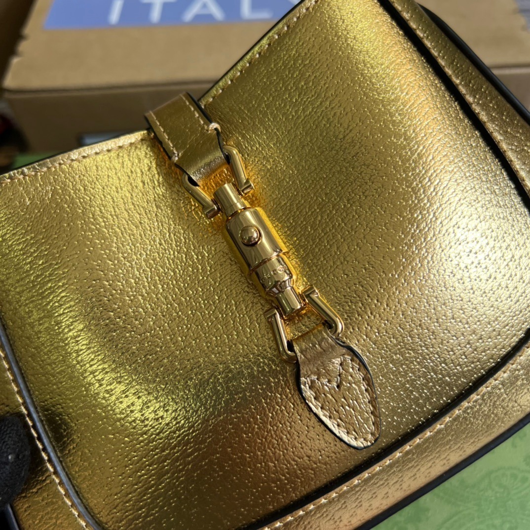 1:1 Replica Gucci Jackie 1961 Lizard Mini Bag Gold For Women, Women's Bags 7.5in/19cm GG - Image 4
