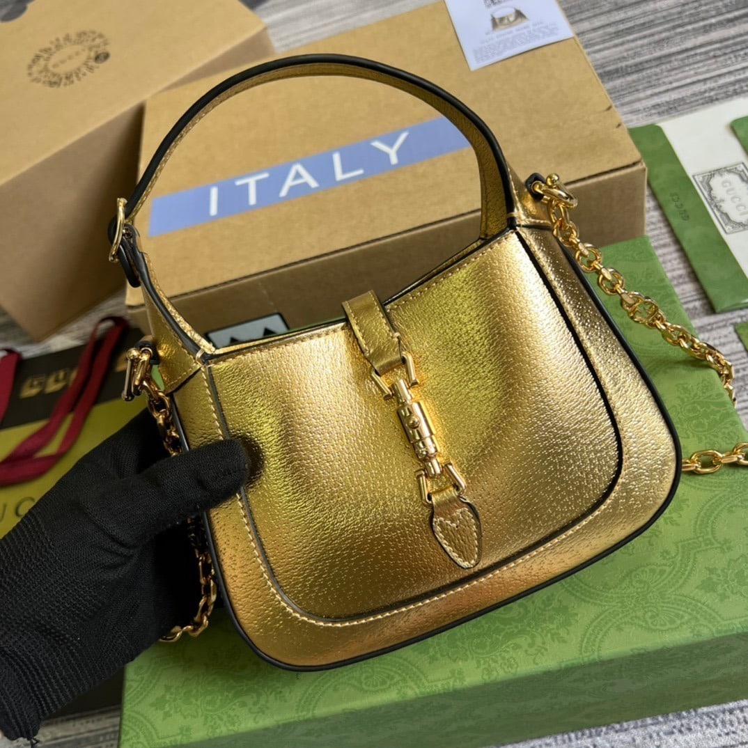 1:1 Replica Gucci Jackie 1961 Lizard Mini Bag Gold For Women, Women's Bags 7.5in/19cm GG - Image 5