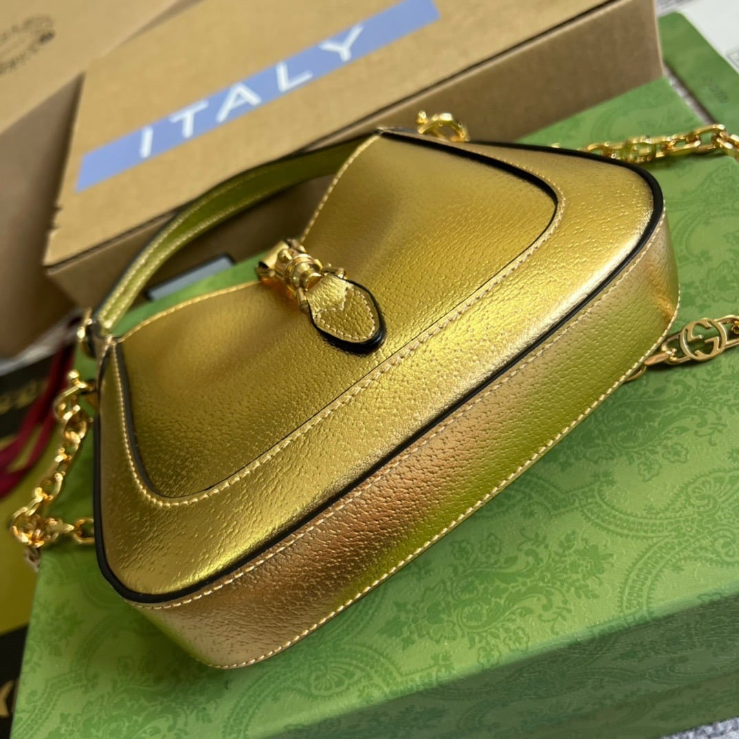 1:1 Replica Gucci Jackie 1961 Lizard Mini Bag Gold For Women, Women's Bags 7.5in/19cm GG - Image 3