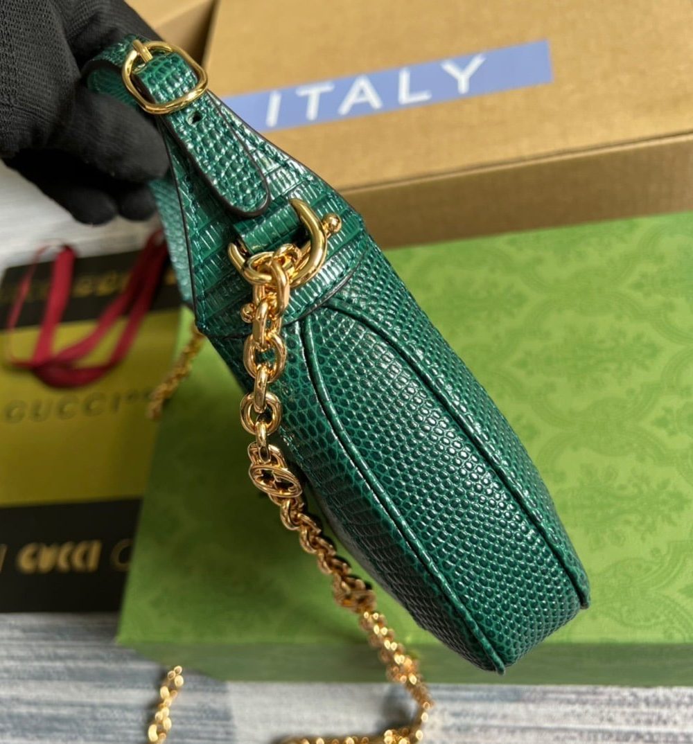 1:1 Replica Gucci Jackie 1961 Lizard Mini Bag Green For Women, Women's Bags 7.5in/19cm GG ‎
