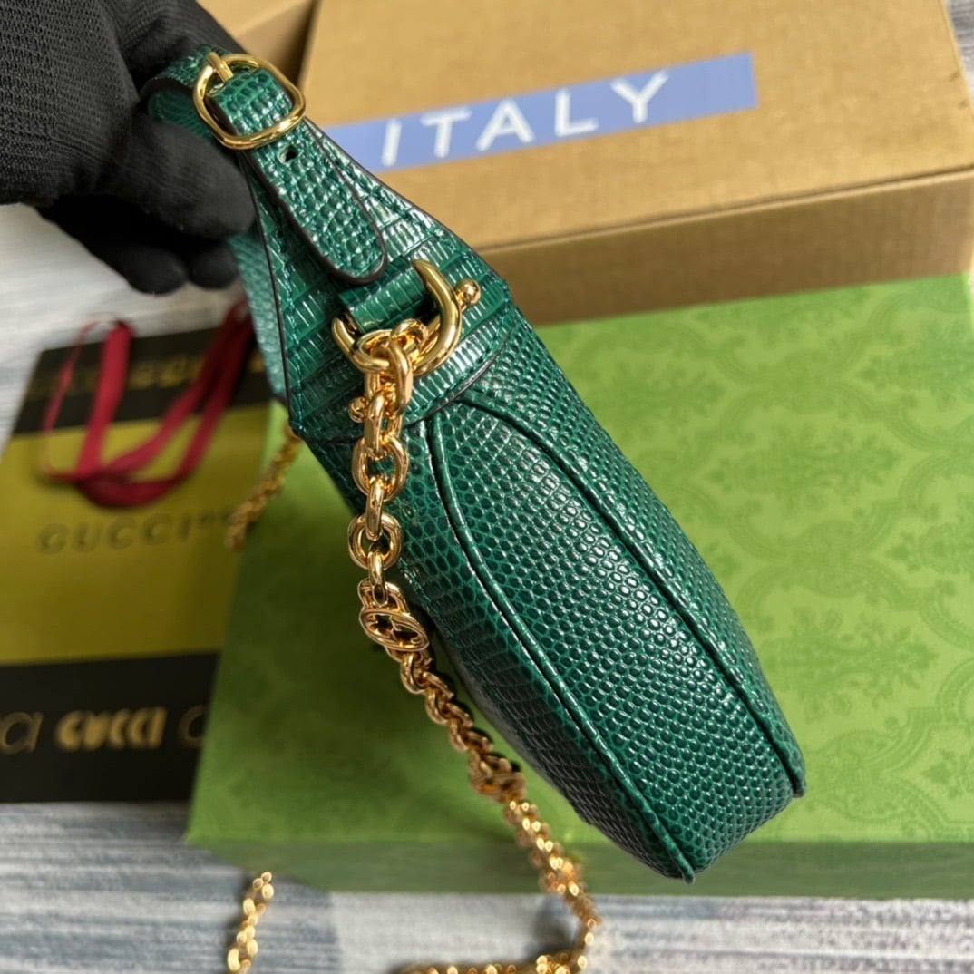 1:1 Replica Gucci Jackie 1961 Lizard Mini Bag Green For Women, Women's Bags 7.5in/19cm GG - Image 8