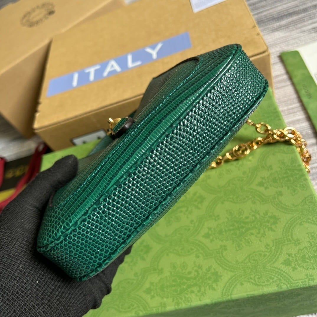 1:1 Replica Gucci Jackie 1961 Lizard Mini Bag Green For Women, Women's Bags 7.5in/19cm GG - Image 9