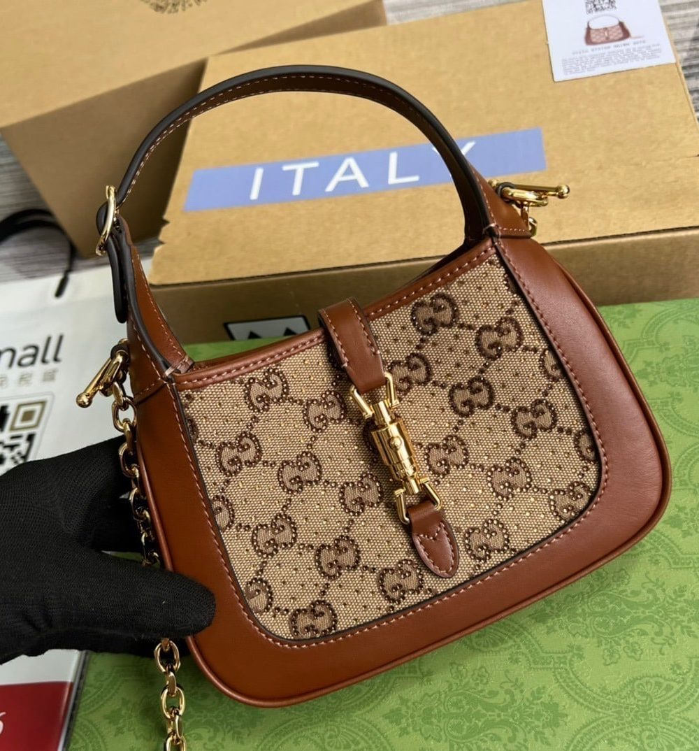 1:1 Replica Gucci Jackie 1961 Mini GG Shoulder Bag Beige For Women, Women's Bags 7.5in/19cm GG 675799 21HRG 2687