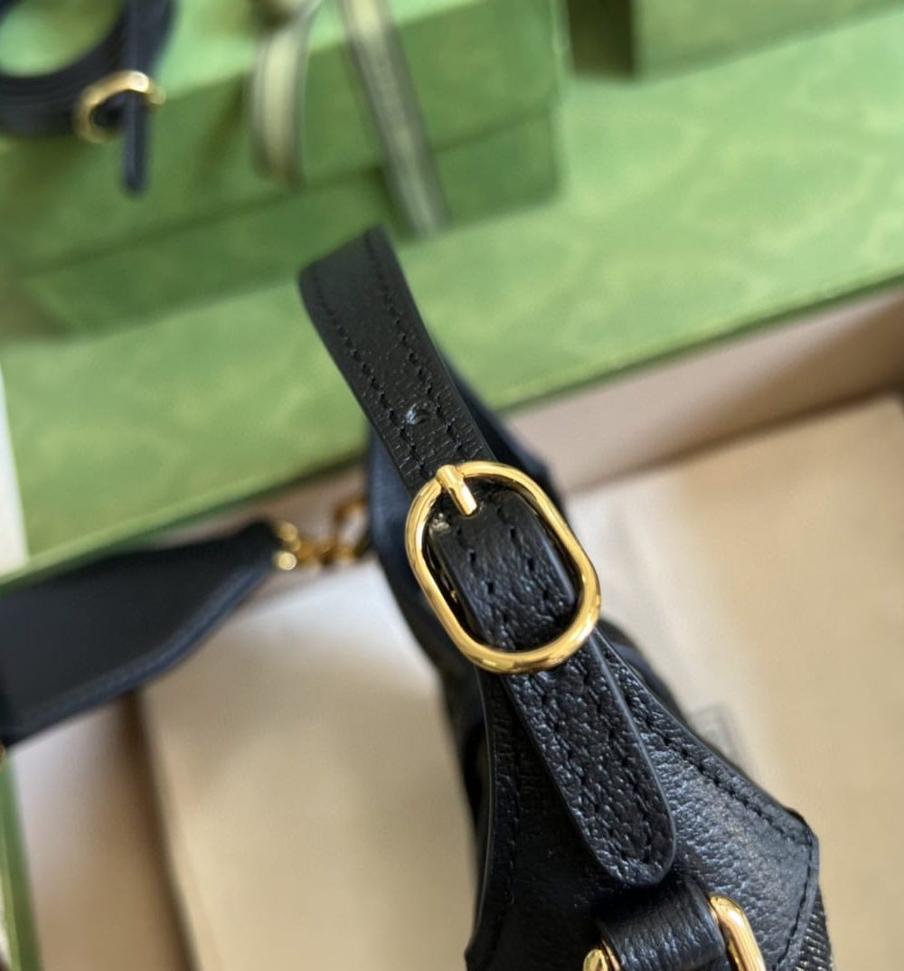 1:1 Replica Gucci Jackie 1961 Mini Shoulder Bag Black And Ivory GG Denim Jacquard For Women 7.5in/19cm GG 685127 UN3AG 1294