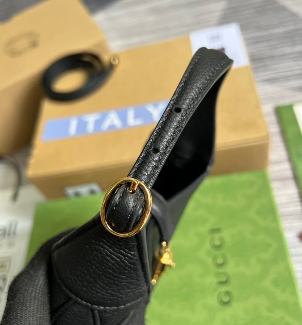 1:1 Replica Gucci Jackie 1961 Mini Shoulder Bag Black For Women, Women's Bags 7.5in/19cm GG ‎637091 10O0G 1000