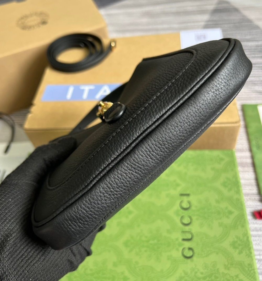 1:1 Replica Gucci Jackie 1961 Mini Shoulder Bag Black For Women, Women's Bags 7.5in/19cm GG ‎637091 10O0G 1000