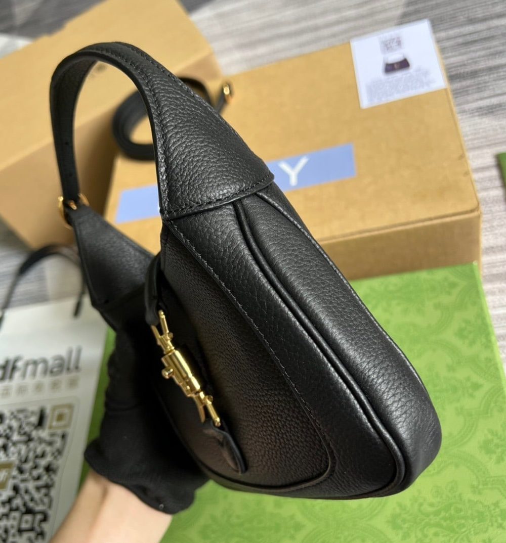 1:1 Replica Gucci Jackie 1961 Mini Shoulder Bag Black For Women, Women's Bags 7.5in/19cm GG ‎637091 10O0G 1000
