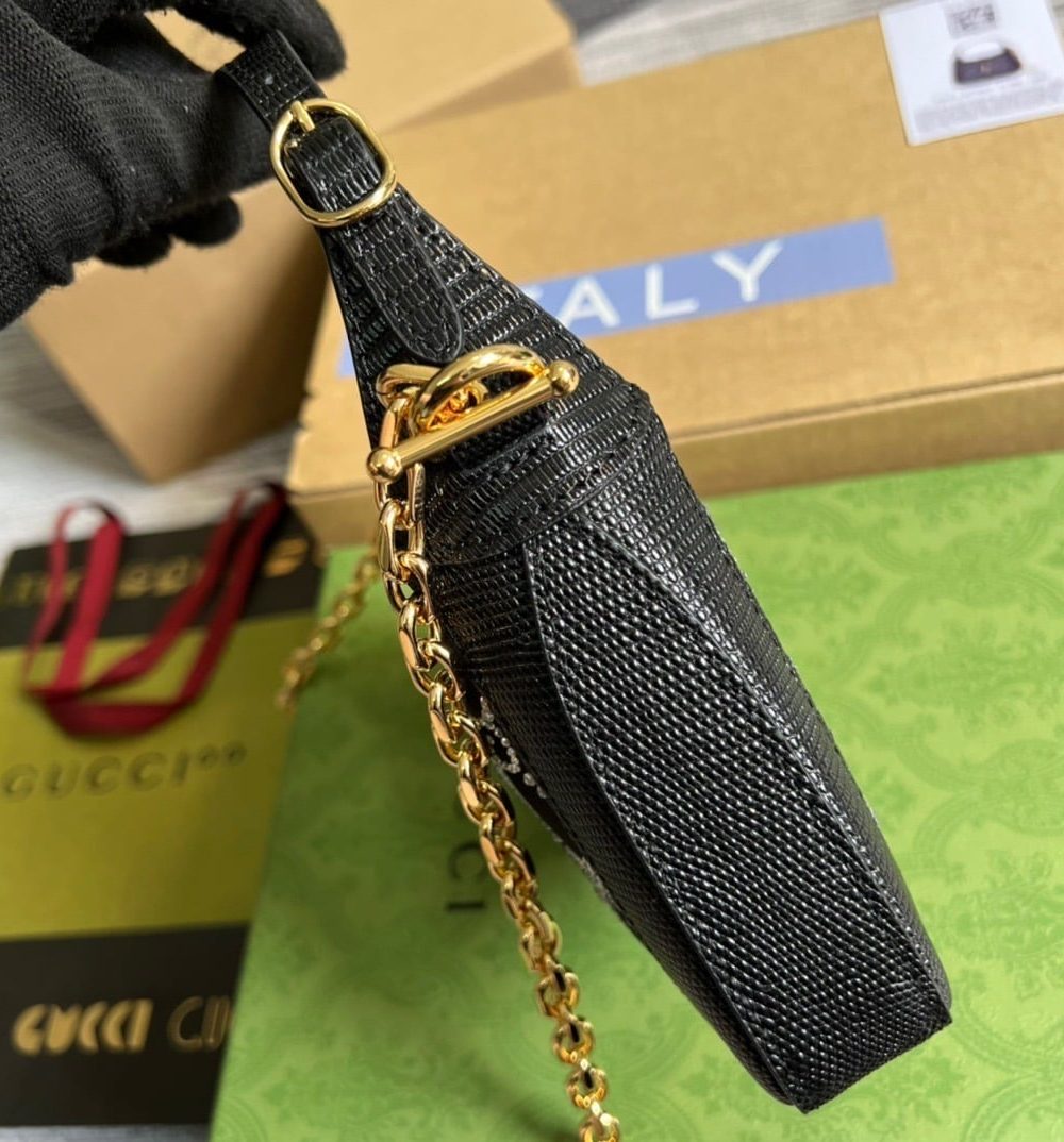 1:1 Replica Gucci Jackie 1961 Mini Shoulder Bag Black For Women, Women's Bags 7.5in/19cm GG